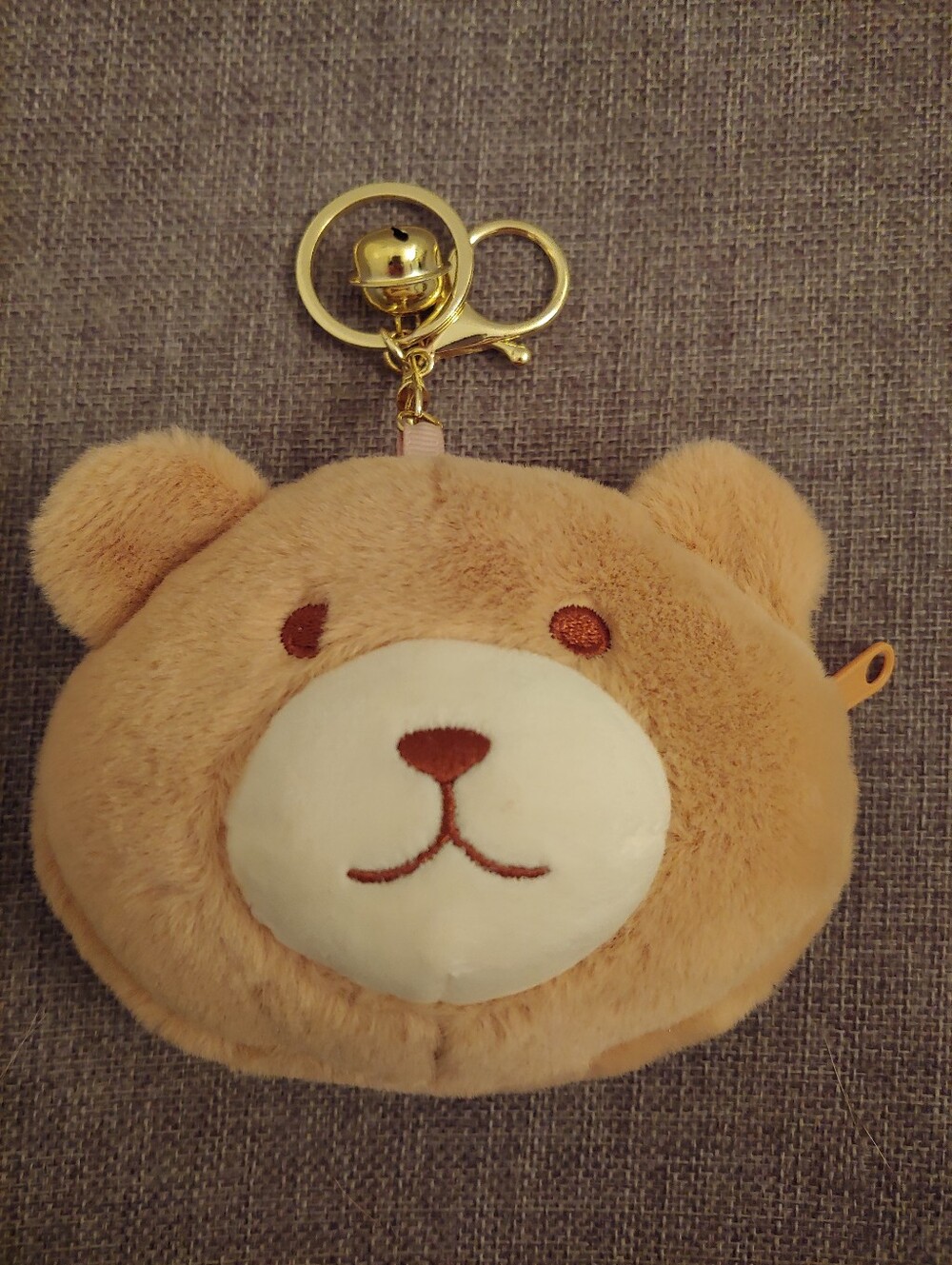 Plush Bear Keychain Coin Pouch - Light Brown